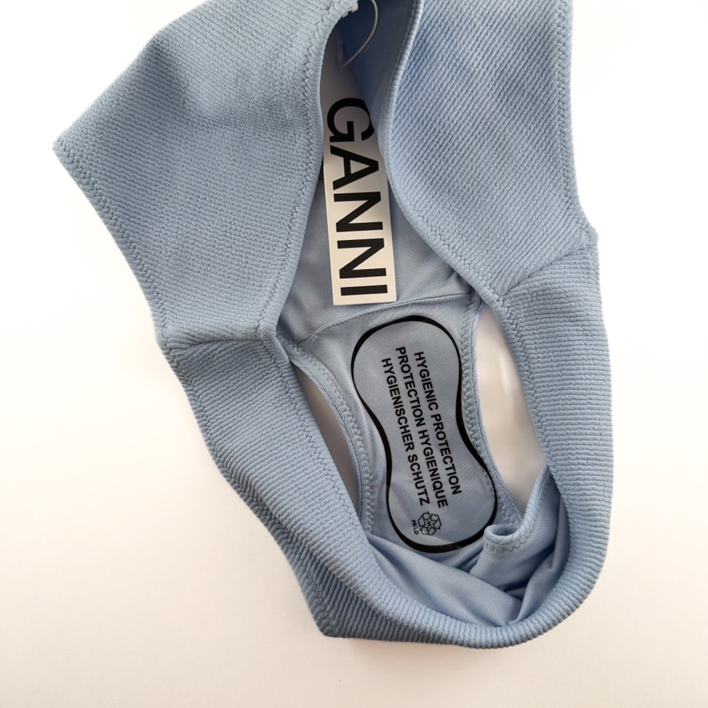 GANNI Ribbed Bikini Bottoms Light Blue Size 38 (US M/6) NWT - Picture 4 of 6